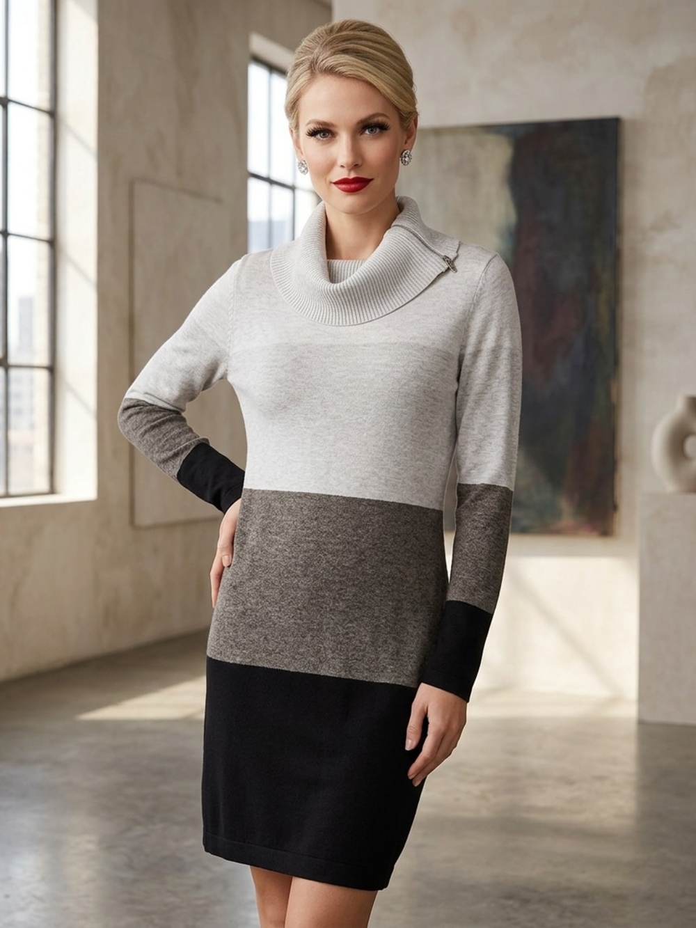 INC International Concepts Womens Light Gray Sweater Dress